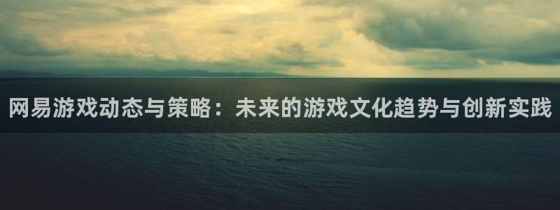 多彩娱乐在线登录：网易游戏动态与策略：未来的游戏文化趋势与创